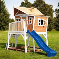 Cabane Max de Axi en bois brun/blanc et toboggan