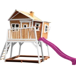 Cabane Max de Axi en bois brun/blanc et toboggan