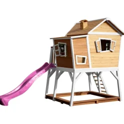 Cabane Max de Axi en bois brun/blanc et toboggan