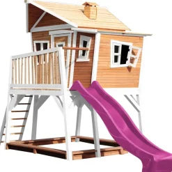 Cabane Max de Axi en bois brun/blanc et toboggan