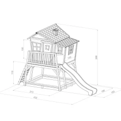 Cabane Max de Axi en bois brun/blanc et toboggan