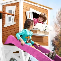 Cabane Max de Axi en bois brun/blanc et toboggan