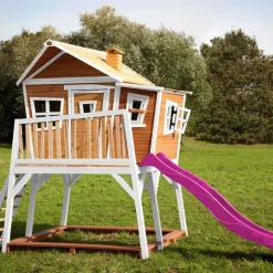 Cabane Max de Axi en bois brun/blanc et toboggan