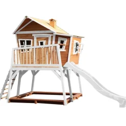 Cabane Max de Axi en bois brun/blanc et toboggan