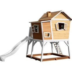 Cabane Max de Axi en bois brun/blanc et toboggan