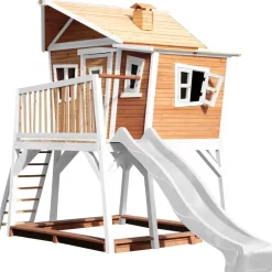 Cabane Max de Axi en bois brun/blanc et toboggan