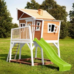 Cabane Max de Axi en bois brun/blanc et toboggan