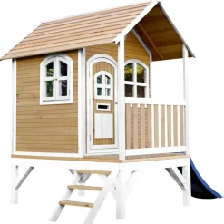 Cabane Tom brun/blanc avec toboggan Axi