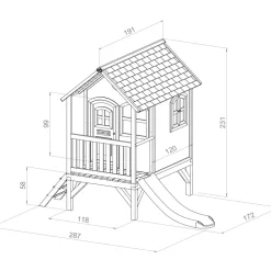 Cabane Tom brun/blanc avec toboggan Axi