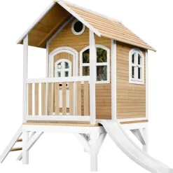 Cabane Tom brun/blanc avec toboggan Axi