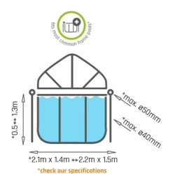 Dôme pour piscine rectangulaire transparent 220 x 150 cm EXIT