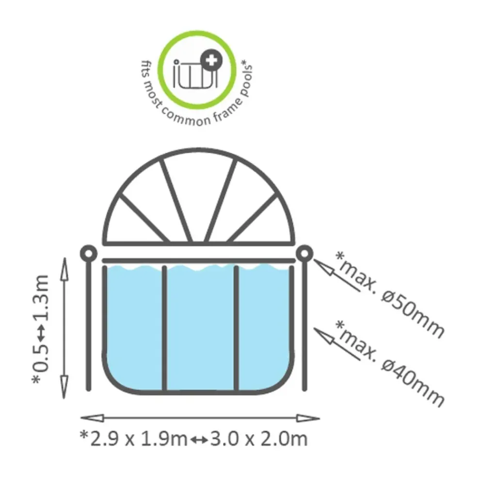 Dôme pour piscine rectangulaire transparent 300 x 200 cm EXIT