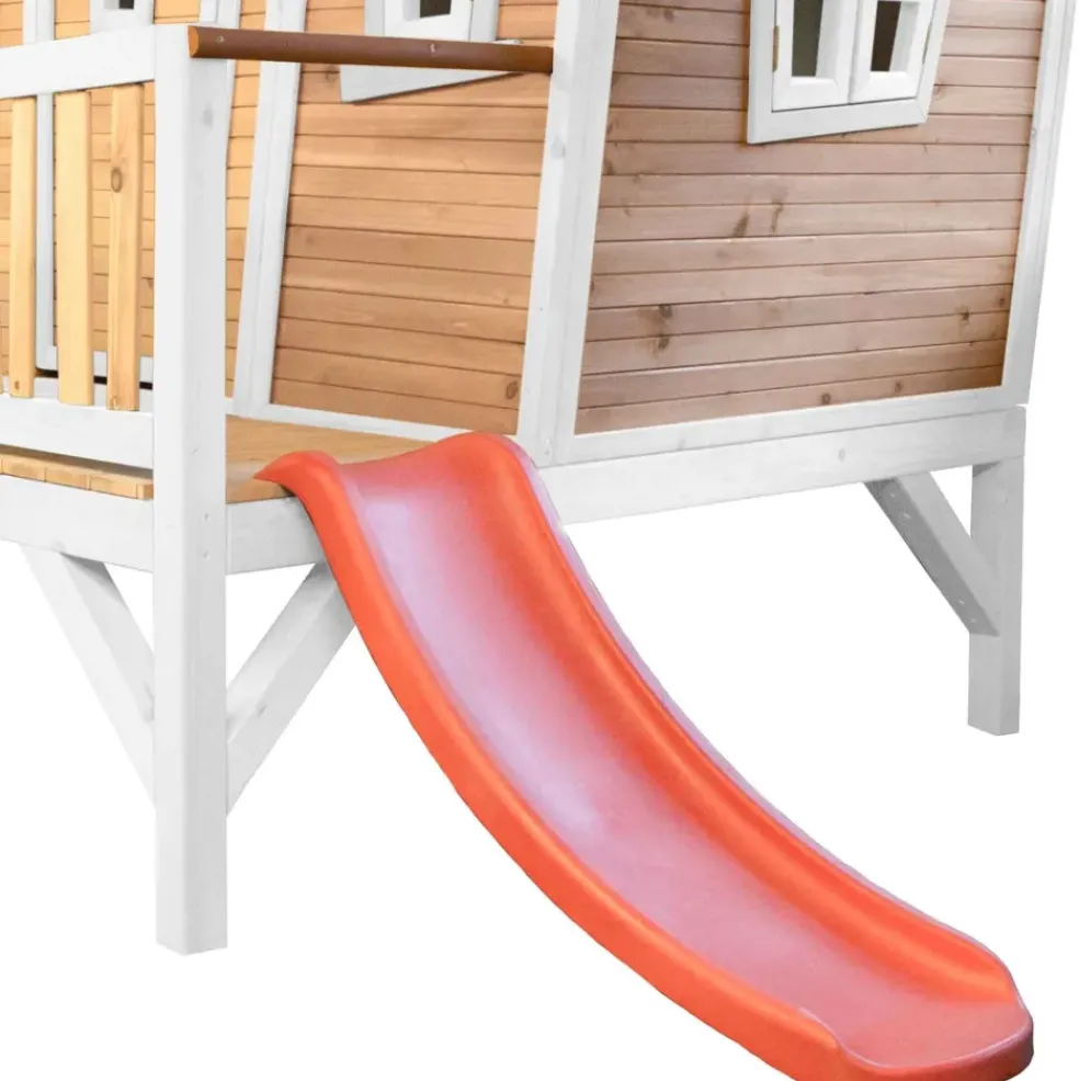 Emma cabane asymétrique en bois sur pilotis avec toboggan 118 cm vert citron Axi