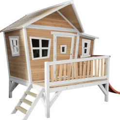 Emma cabane asymétrique en bois sur pilotis avec toboggan 118 cm vert citron Axi
