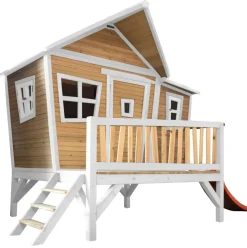Emma cabane asymétrique en bois sur pilotis avec toboggan 118 cm vert citron Axi
