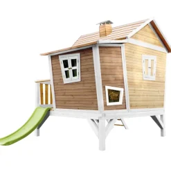 Emma cabane asymétrique en bois sur pilotis avec toboggan 118 cm vert citron Axi
