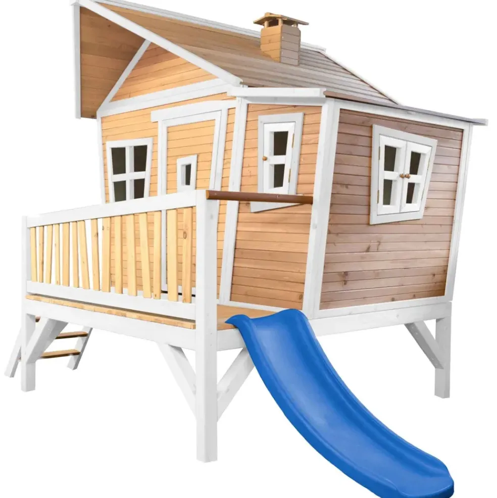 Emma cabane asymétrique en bois sur pilotis avec toboggan 118 cm vert citron Axi