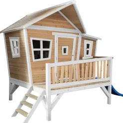 Emma cabane asymétrique en bois sur pilotis avec toboggan 118 cm vert citron Axi