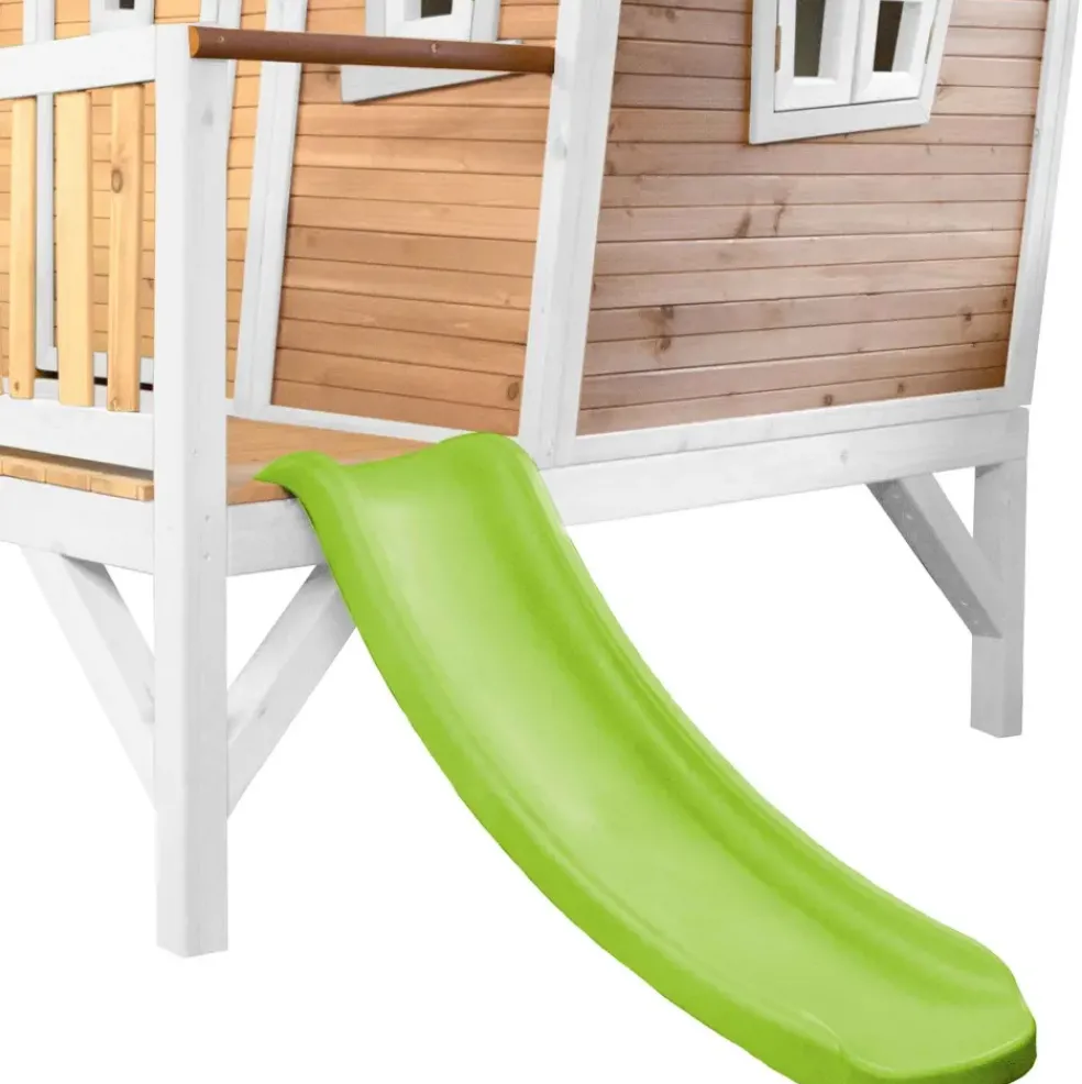 Emma cabane asymétrique en bois sur pilotis avec toboggan 118 cm vert citron Axi