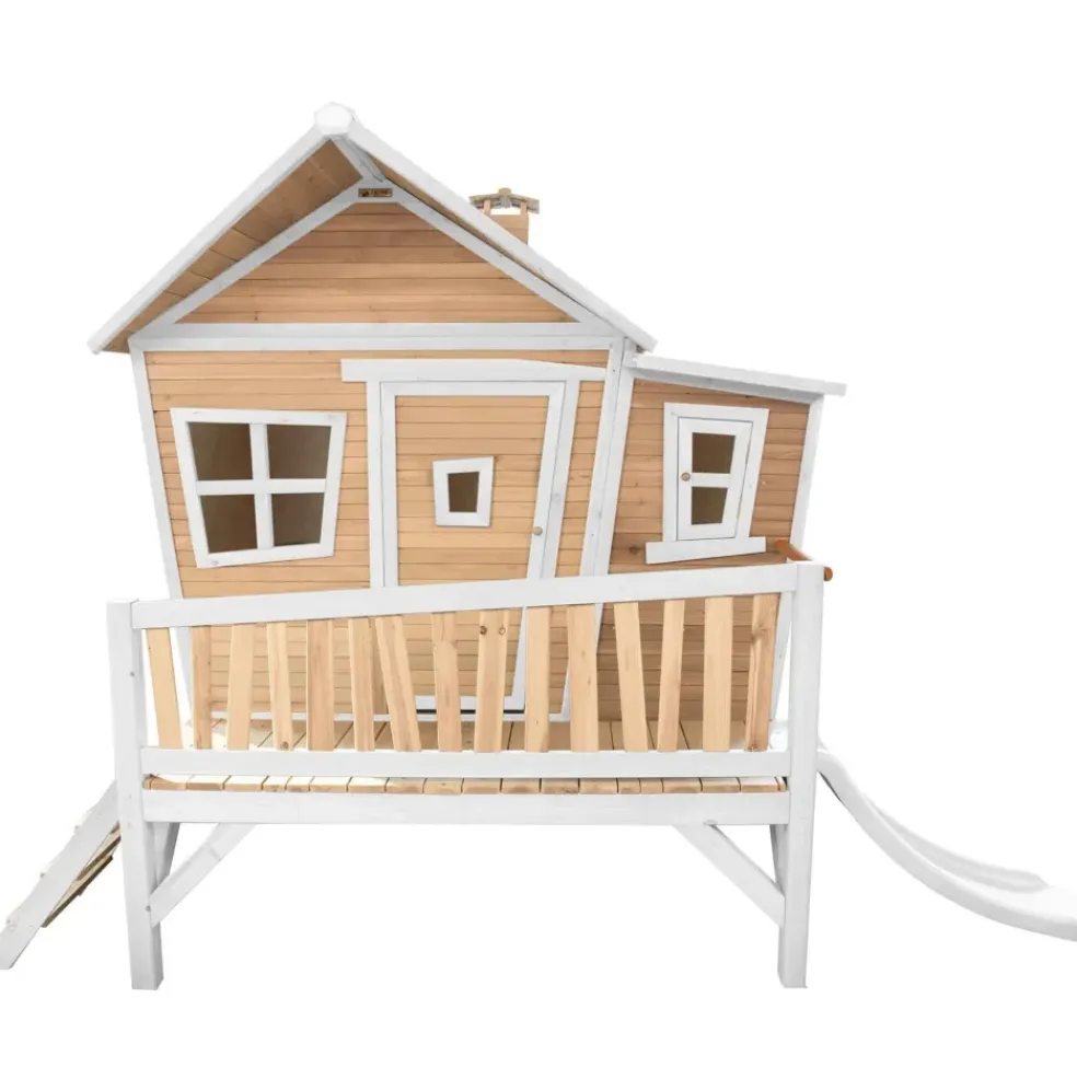 Emma cabane asymétrique en bois sur pilotis avec toboggan 118 cm vert citron Axi