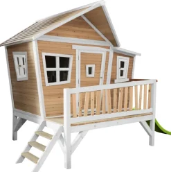 Emma cabane asymétrique en bois sur pilotis avec toboggan 118 cm vert citron Axi
