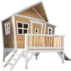 Emma cabane asymétrique en bois sur pilotis avec toboggan 118 cm vert citron Axi