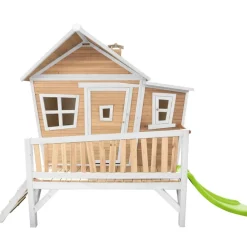 Emma cabane asymétrique en bois sur pilotis avec toboggan 118 cm vert citron Axi
