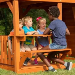 Grande aire de jeux en cèdre Playset Skyfort II Backyard pour 9 enfants