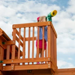 Grande aire de jeux en cèdre Playset Skyfort II Backyard pour 9 enfants