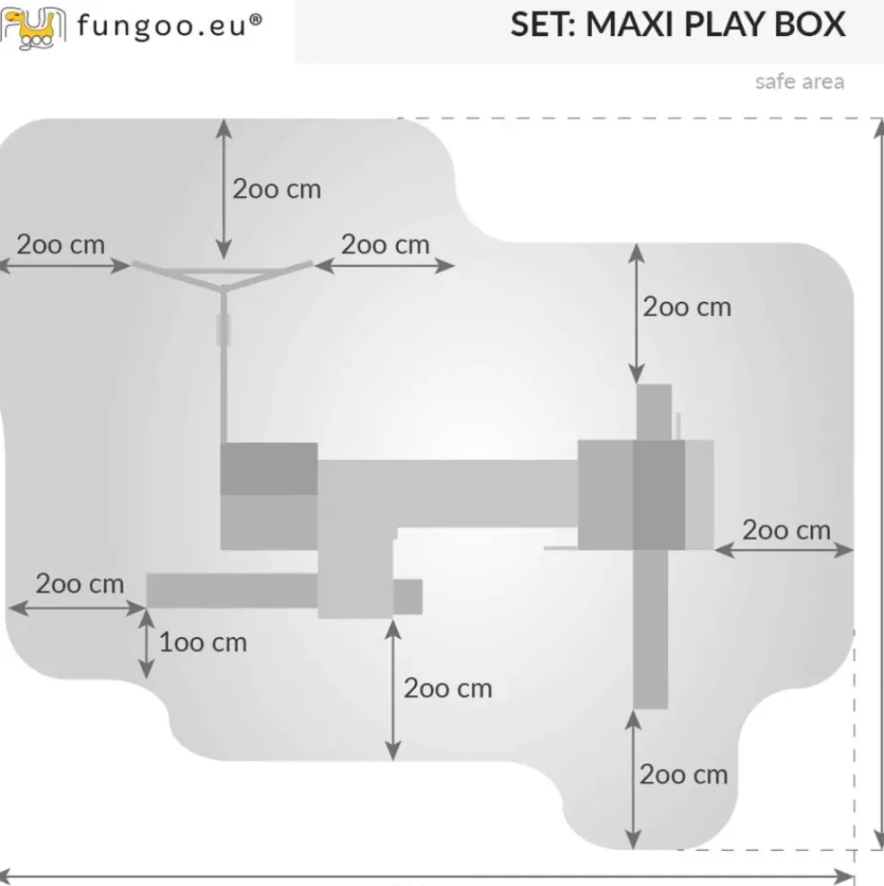 Grande aire de jeux Play Box multiactivités en bois de chez Fungoo