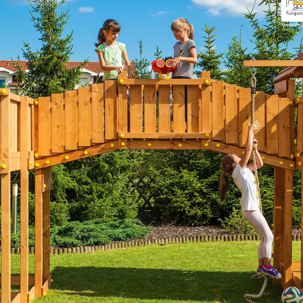 Grande aire de jeux Spider Land multiactivités en bois de chez Fungoo