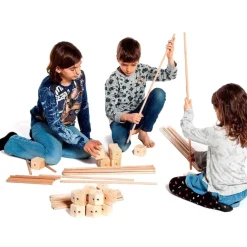 Jeu de construction géant en bois Trigonos Family  Boîte carton Fabriqué en Espagne - 79 pces bleu