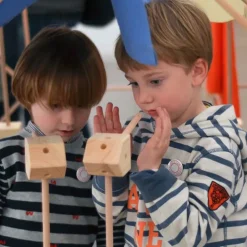 Jeu de construction géant en bois Trigonos Family  Boîte carton Fabriqué en Espagne - 79 pces bleu