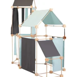 Jeu de construction géant en bois et tissu bleu bio fabriqué en Espagne Max Trigonos