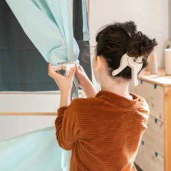 Jeu de construction géant en bois et tissu bleu bio fabriqué en Espagne Max Trigonos