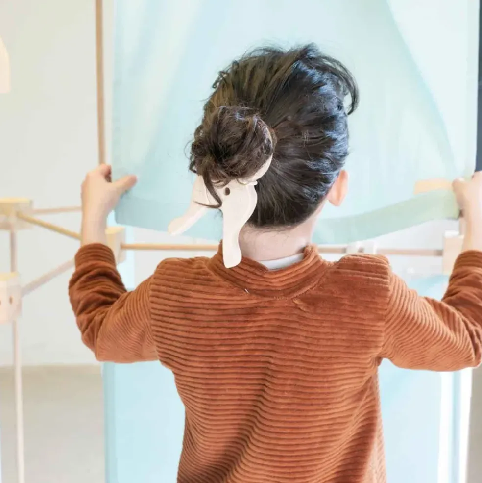 Jeu de construction géant en bois et tissu bleu bio fabriqué en Espagne Max Trigonos