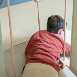 Jeu de construction géant en bois et tissu vert bio fabriqué en Espagne Max Trigonos