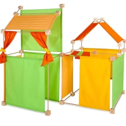 Jeu de construction géant en bois Trigonos Max Boite carton Fabriqué en Espagne - 150 pces orange