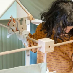 Jeu de construction géant en bois et tissu bio vert fabriqué en Espagne Kernel Trigonos