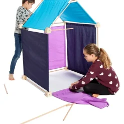 Jeu de construction géant en bois Trigonos Kernel Fabriqué en Espagne - 44 pces bleu