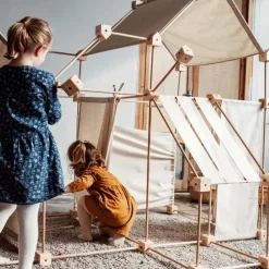 Jeu de construction géant en bois Trigonos Family tissu bio. Jeu fabriqué en Espagne - 79 pces