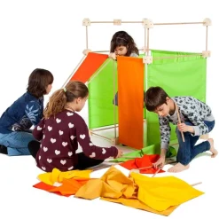 Jeu de construction géant en bois Trigonos Family  Boîte carton Fabriqué en Espagne - 79 pces orange