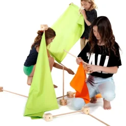 Jeu de construction géant en bois Trigonos Family  Boîte carton Fabriqué en Espagne - 79 pces orange