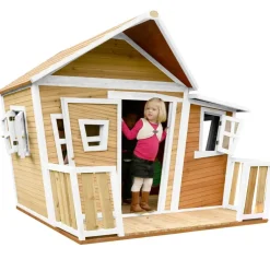 Lisa Maisonnette asymétrique en bois brun/blanc pour enfants Axi
