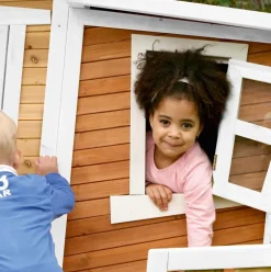 Lisa Maisonnette asymétrique en bois brun/blanc pour enfants Axi