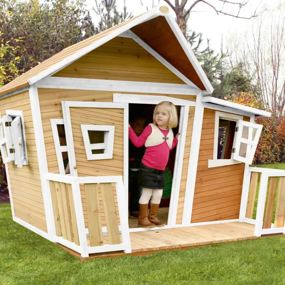 Lisa Maisonnette asymétrique en bois brun/blanc pour enfants Axi