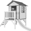 Maisonnette blanche sur pilotis Lodge XL avec toboggan blanc Axi