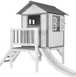 Maisonnette blanche sur pilotis Lodge XL avec toboggan blanc Axi