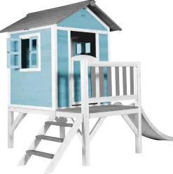 Maisonnette blanche sur pilotis Lodge XL avec toboggan blanc Axi