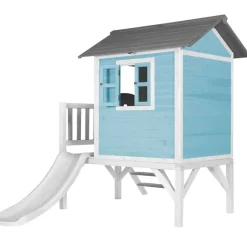Maisonnette blanche sur pilotis Lodge XL avec toboggan blanc Axi